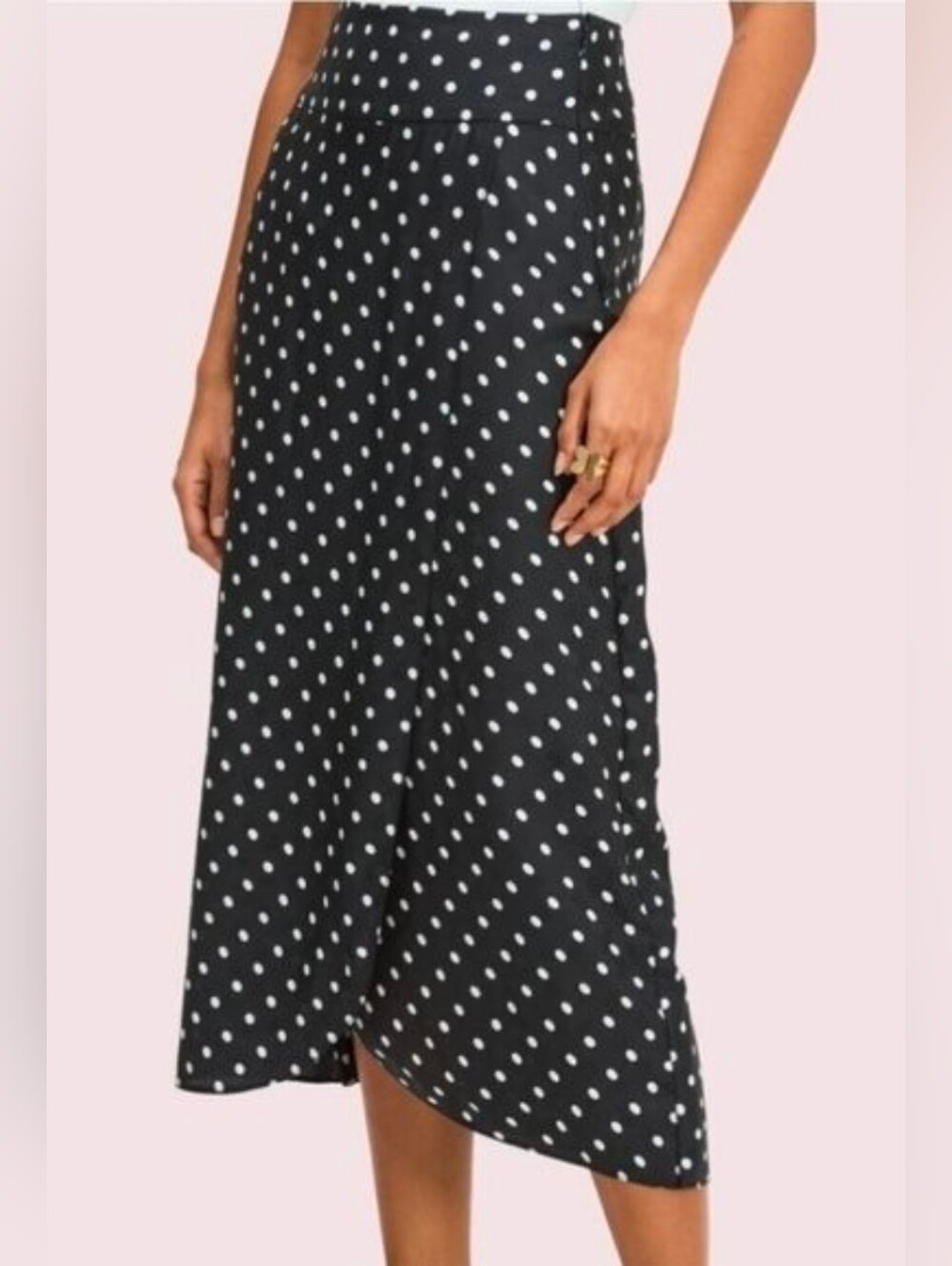 kate spade Black & White Polka Dot Midi Skirt, New, Defaced Tag. Never Worn.